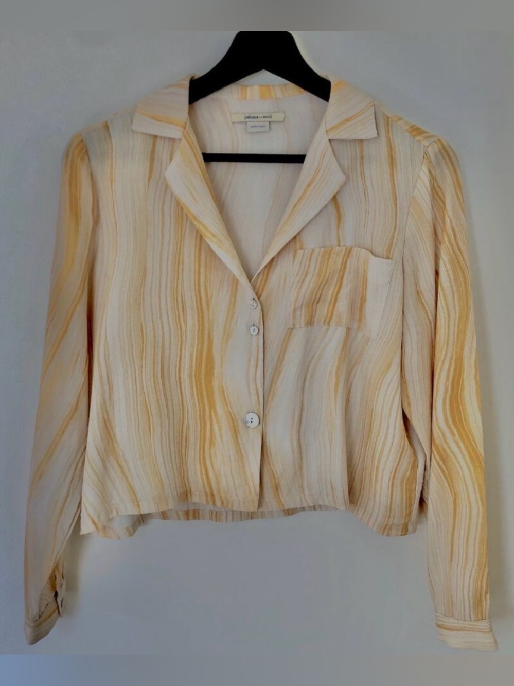 Paloma Wool Cream and Yellow Wave-Striped Button Front Blouse